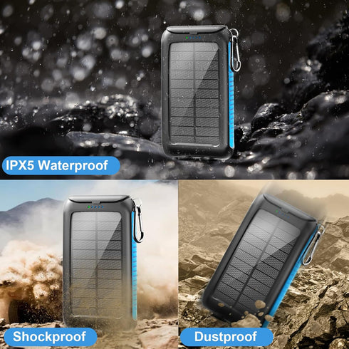Kepswin 49800mAh Flashlight/15W Pack Solar Power Bank Portable Solar Phone Charger with LED Fast Charge USB C