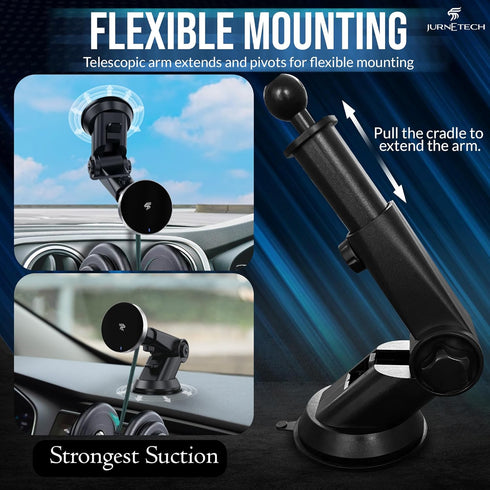 15W Fast Magnetic Wireless Car Charger, Magsafe Car Charger with 3 Mounting Options, Quick Charge 3.0 for iPhone
