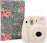 Flower Wallet PU Leather Photo Album, Compatible with Fujifilm Instax Mini Instant Camera Film, Retro Floral