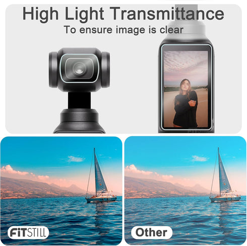 FiTSTILL 3pcs Lens Protector + 3pcs LCD Screen Protector for DJI Osmo Pocket 3 Camera, Ultra-Clear Tempered Glass Film