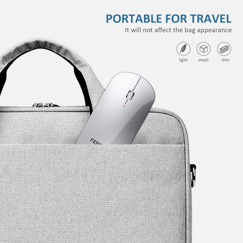 FENIFOX Bluetooth Mouse, Slim Mini Portable Wireless Rechargeable Quiet Ultra-Thin Mice (Silver and White)