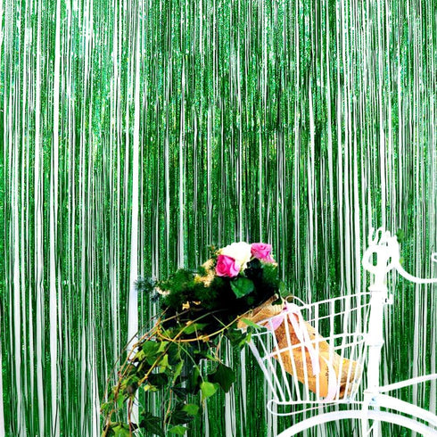Iridescent Foil Fringe Curtains for Rainforest Jungle Theme Party Supplies, 2 Packs (W) 3.28*(H) 6.56 Ft