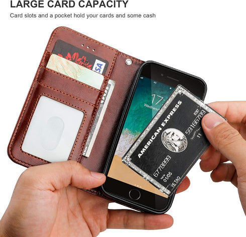 Bocasal for iPhone SE (2022)/SE (2020)/8/7 Wallet Case | Card Holder PU Leather Magnetic Detachable Flip Cover