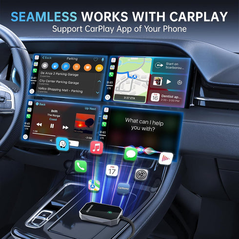 GRAYWATER Wireless CarPlay Adapter - Convert OEM Wired to Wireless Car Play Dongle for Cars 2015+