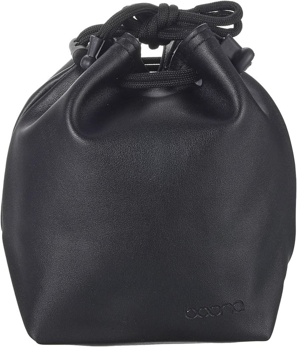 PATIKIL Soft Drawstring Lens Pouch Bag with Cotton Pad, 3.94" x 3.94" Thick Fleece Cloth for SLR Lens, Black