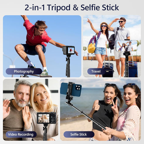 EMART 63" Phone Tripod for iPhone & Selfie Stick, Adjustable Cellphone Tripod Stand with Remote and Phone Holder