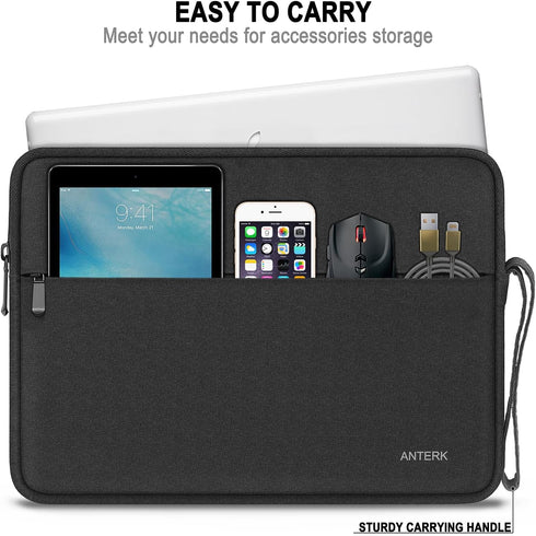 15.6 Inch Laptop Sleeve Case, Water Resistant Shockproof Protective Cover with Handle, Portable Carrying Bag Compatible