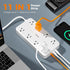 Power Strip with Surge Protection, TESSAN Flat Plug Extension Cord with 8 Outlets, 3 USB Ports (1 USB C)