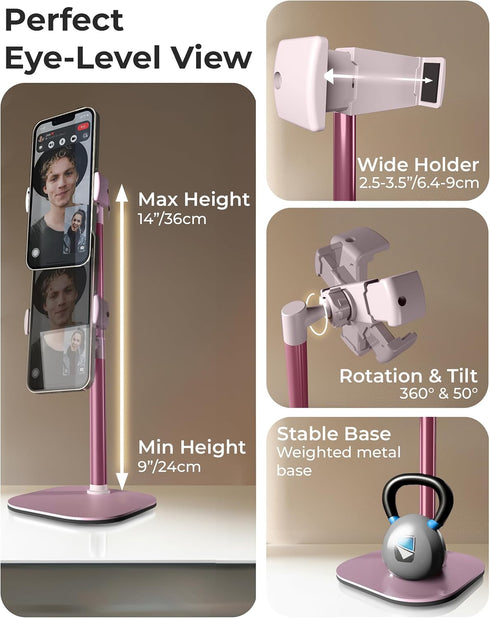 COOPER ChatStand, Adjustable Cell Phone Stand for Desk, Phone Stand for Recording, iPhone Holder for Filming, Small