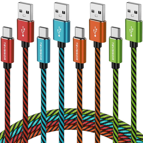 USB C Cable 6FT 4-Pack, Nylon Braided USB A to Type C Charger Cable, Fast Charging for Samsung Galaxy S24 S23 S22