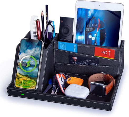 Fast Wireless Charging Station with Desk Organizer for iPhone 16/15/15 Pro/14/14 Pro Max/14 Pro/14 Plus/13/13 Pro