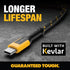 DEWALT 10 ft Type C to USB Cable Fast Charging USB-C to USB-A, Reinforced Braided Cable for durability.