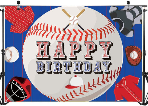 Baseball Sports Theme Party Decorations, Happy Birthday Backdrop Banner for Kids Teenagers, 71 x 49 inch