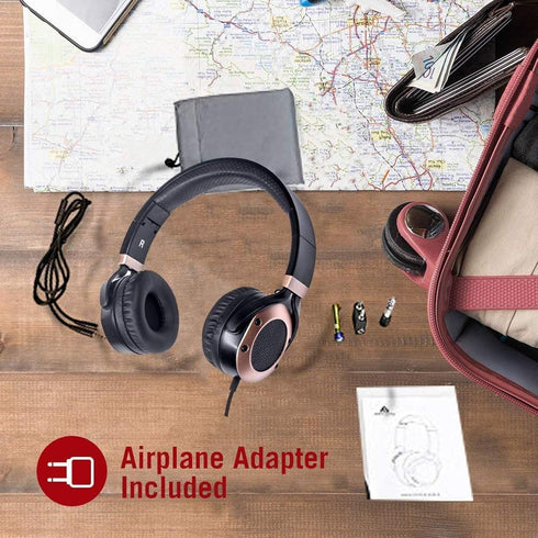 MONODEAL Active Noise Cancelling Headphones with Microphone, Folding Lightweight Travel Headsets, Hi-Fi Deep Bass