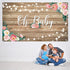 Rustic Wood Baby Shower Backdrop Banner Oh Baby Floral Decorations for Girls and Boys Birthday Party Supplies