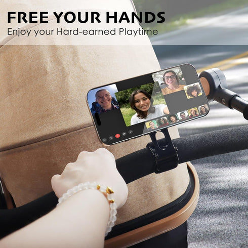 Vugosson 180 Magnetic Phone Holder for Stroller Bar, Compatible with MagSafe (Strong Magnet) - Adjustable for Gym, Home
