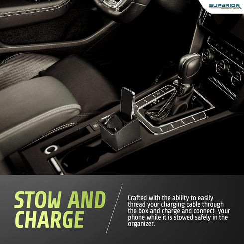 Car Phone Holder & Key Storage Expander for Cupholder, Universal Size Phone Mount for Car, Elegant Design