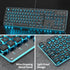 Owpkeenthy Black Computer Keyboard, Full-Size Typewriter Ice Blue Backlit Quiet Office Gaming Keyboard with Cool Square Punk Keys Metal Panel for Laptop,PC Desktops (104 Black)
