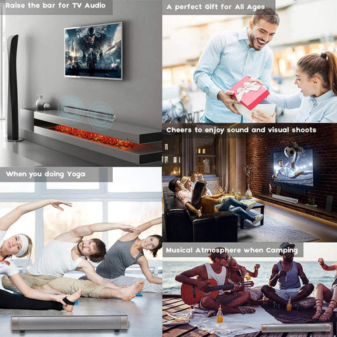 TOPROAD Sound Bar, Wired and Wireless Bluetooth 5.0 Speaker with Built-in Mic for Cell Phone/Tablet/Projector