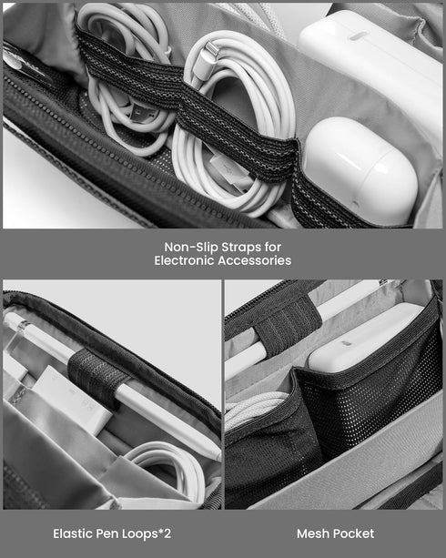 tomtoc Travel Cable Organizer Pouch, Portable Waterproof Electronics Accessories Carry Case for Charger, Cables, USB