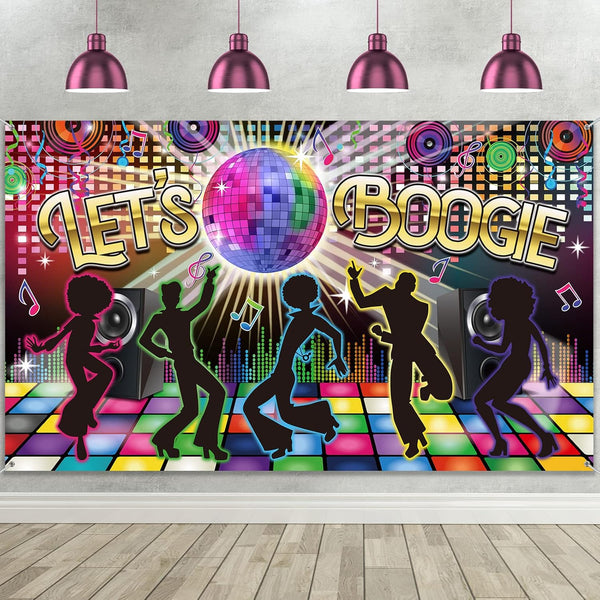 Disco 70s Theme Party Decorations, Back to 60s 70s 80s 90s Let's Boogie Disco Night Photography Background