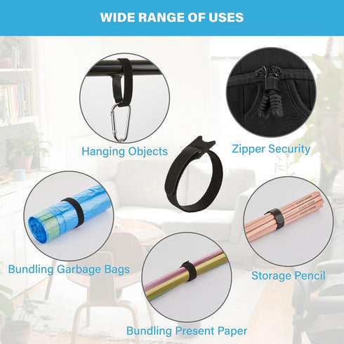 200 PCS Reusable Cable Ties with Hook and Loop, Adjustable 8 Inch Cable Management Straps for Organizing Home