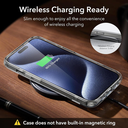 ESR Boost Series iPhone 15 Pro Case: Slim Clear Back, Metal Kickstand, 3 Stand Modes, Military-Grade Protection,