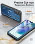 Samsung Galaxy S21-FE Phone Case, Dual-Layer Military Grade Drop Proof Cover with Kickstand, Blue