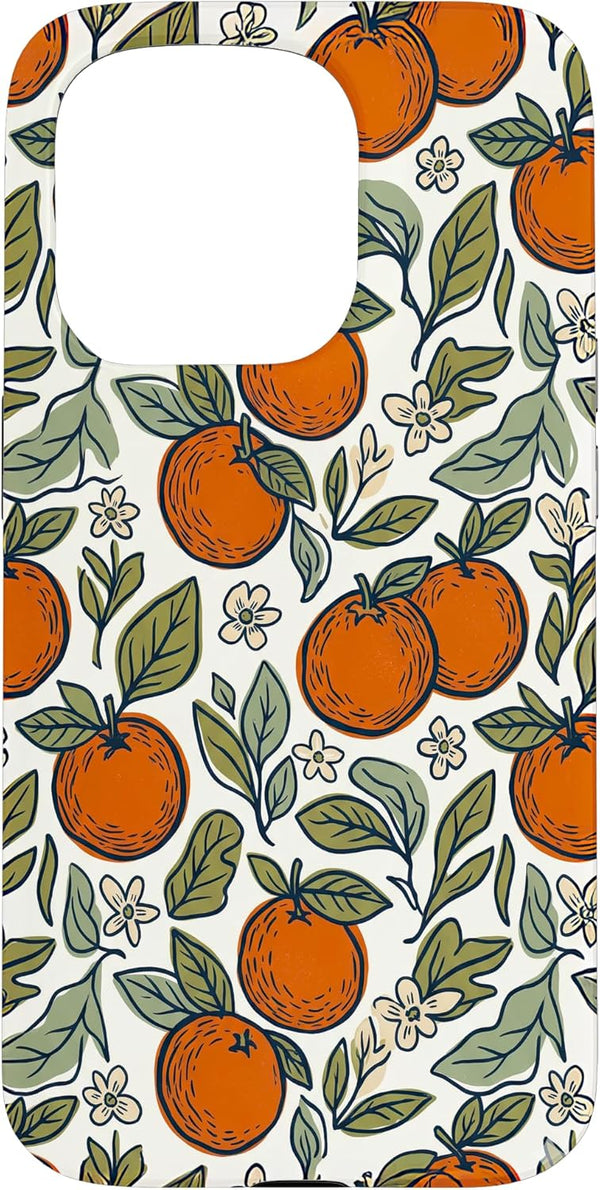 Modern Botanical Co. Oranges Citrus Floral Botanical Pattern Design Case for iPhone 15 Pro