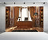 CHNYWORK 7x5ft Luxury Wood Home Office Backdrop Retro Classic Desk Chandelier Bookshelf Window Library Video Conference