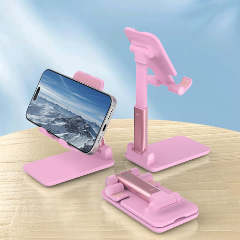 HZZADZXW 4-8 Inch Cell Phone Stand, Adjustable Angle and Height Cell Phone Holder for Desk, Foldable and Portable