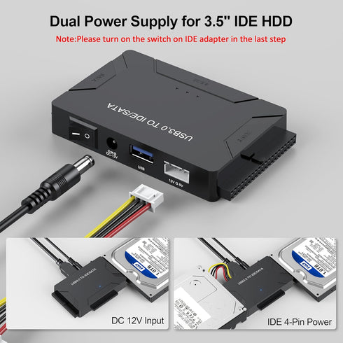FEMORO Hard Drive Reader IDE SATA to USB 3.0 Adapter, External Data Recovery Converter Kit for IDE Drive and SATA