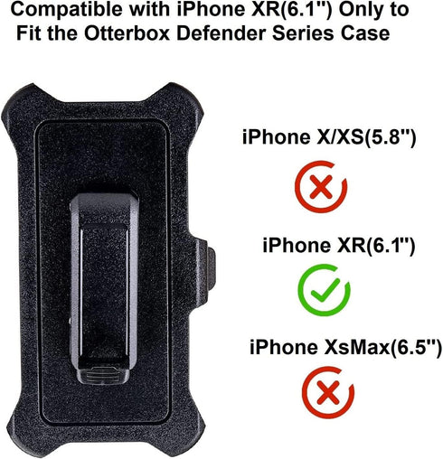 2 Pack Holster Belt Clip Replacement - Compatible with OtterBox Defender Series Case for iPhone XR (Belt Clip Only)