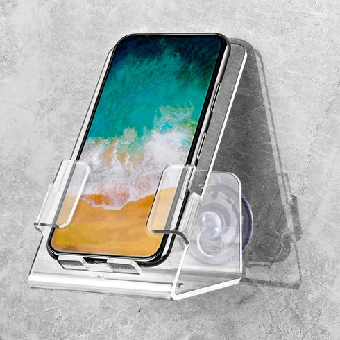 Bath&Shower Cell Phone Stand Holder - Suction Cup Bracket with Holder's Tray, Suitable for Most Cell Phones