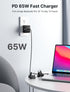 JSAUX 65W USB C Charger, 10FT Cable 65 Watt Laptop Wall Fast Charger for ROG Ally, Steam Deck, MacBook Pro/Air,