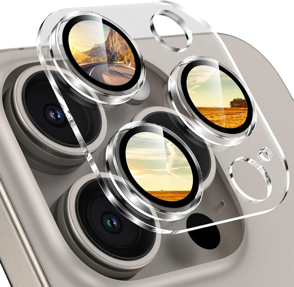 YWXTW Ultra Slim HD Tempered Glass Camera Lens Protector for iPhone 15 Pro/Pro Max, Anti Scratch, Night Shooting, Case