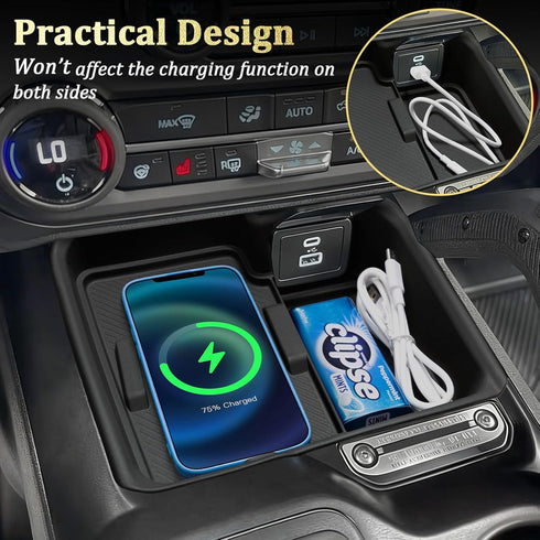 2025 2026 4-Door 2 TOPINSTALL Silicone Wireless Charging Protective Mat Compatible with Ford Bronco Automatic