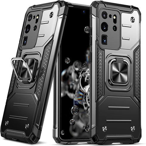 Anqrp Galaxy S20 Ultra Case, Military Grade Protective Phone Cover with Enhanced Metal Ring Kickstand