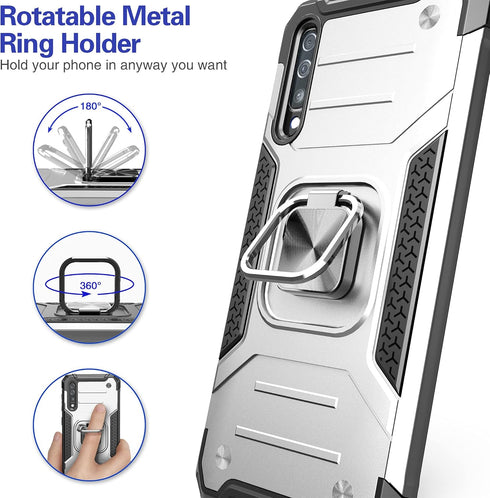 Galaxy A50 Case with Screen Protector, Hybrid Drop Test Slim Fit Cover with Car Mount Kickstand for Galaxy A50/A30S/A50S