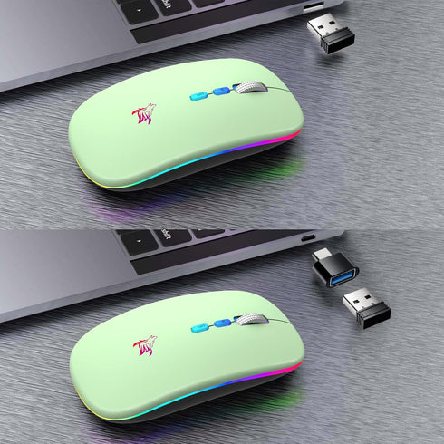 HOTLIFE Wireless Mouse - Slim Rechargeable Bluetooth Mouse, Ergonomic Design, Noiseless with USB Receiver