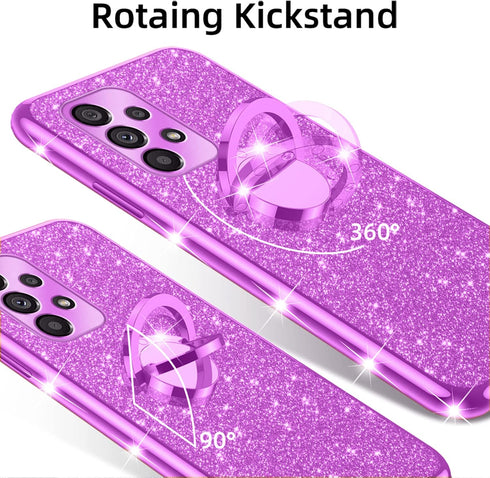 nancheng Luxury Cute Soft TPU Glitter Phone Case for Samsung A53 5G, with Ring Kickstand, Shockproof Protective Case