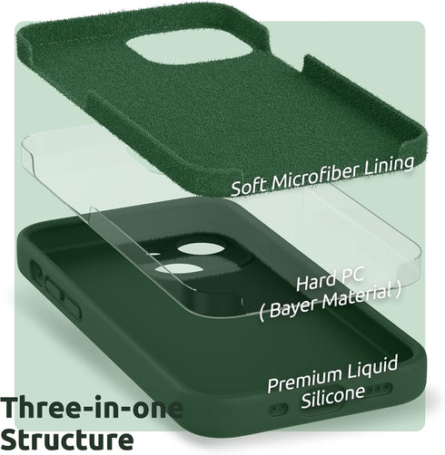 SURPHY iPhone 13 Mini Case, Clover Green, with Screen Protector, Liquid Silicone Phone Case, Camera Protection, 5.4