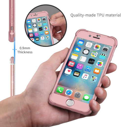 ORETECH Compatible iPhone 7/8 Case with 2 Pack HD Screen Protector, 360° Full-Body Silicone Soft TPU Hard PC Protective
