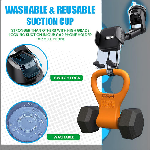 YOZAT [2026 3-in-1 Upgraded Military-Grade Car Phone Holder Mount Ultra-Stable Clamp Grip, Dashboard/Windshield/Air