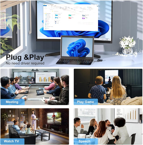 Movcle 4K 2 Docking Station Dual Monitor, USB C Docking Station, HDMI Splitter Extended Display, Dual HDMI Adapter