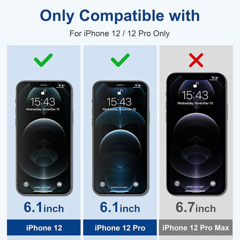 ImpactStrong Shatterproof Tempered Glass Screen Protector for iPhone 12 / 12 Pro, Easy Installation Frame, Bubble Free
