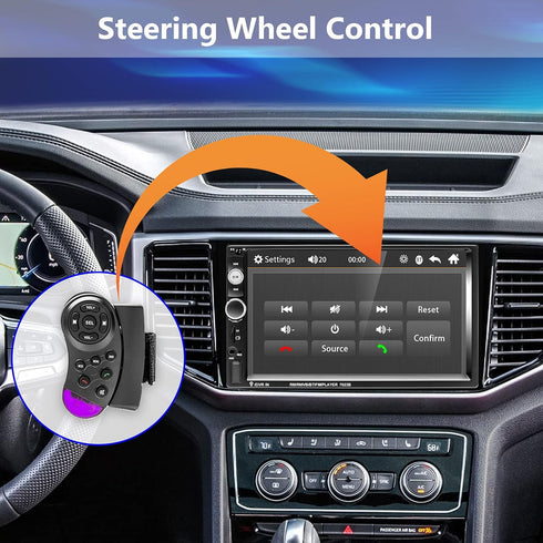 Podofo Double Din Car Stereo Radio 7 Inch Touch Screen Bluetooth Audio Receiver with Backup Camera
