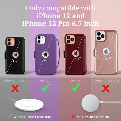 LUPA Legacy Compatible with iPhone 12 Wallet Case for Women & Men - Slim Durable Faux Leather Flip Cell Phone Case