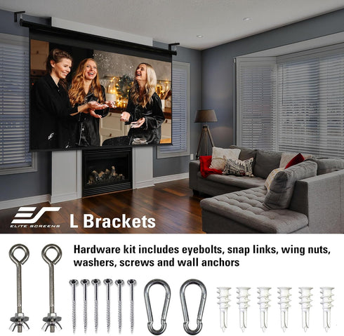 6" ZVMAXLB6-W Elite Screens White Projector Screen L-Brackets, Single Metal Welded Construction, Wall or Ceiling Mount