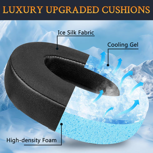 SOULWIT Cooling Gel Earpads for Audio-Technica ATH M50X/M40X, HyperX Cloud, SteelSeries Arctis, Black